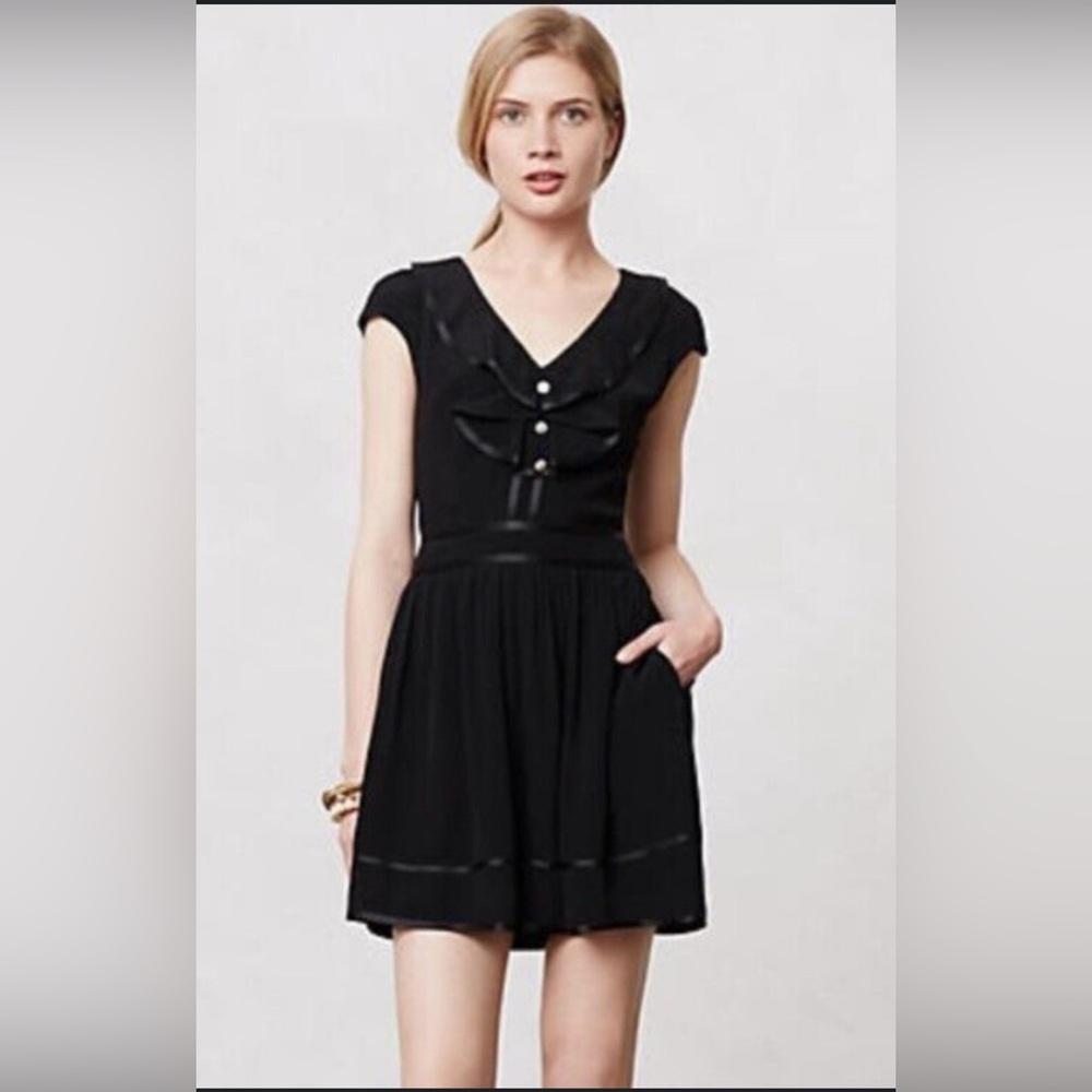 Anthropologie Elevenses Black Ruffled Romper